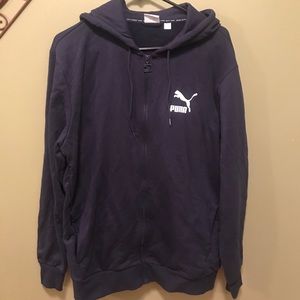 PUMA LOGO Blue Zipper Hoodie Sz Large